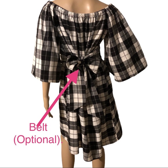 Handmade Dress Black White Gray Plaid Knee Length Women’s Fall/Winter Dr… - Picture 7 of 10